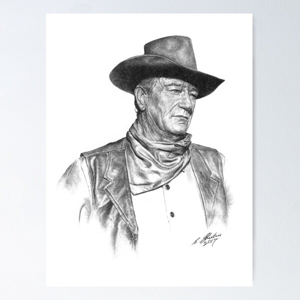 Item preview, John Wayne Charcoal Drawing designed and sold by StreetinArt.