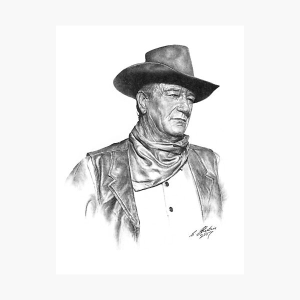 Item preview, John Wayne Charcoal Drawing designed and sold by StreetinArt.