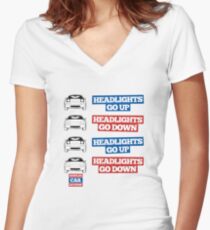 "Headlights Go Up/Down" Miata MX-5 Women's Fitted V-Neck T-Shirt