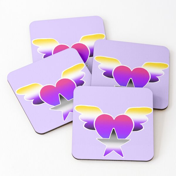 Item preview, Asexual Star and Bisexual Heart with Nonbinary Wings designed and sold by castnoshadow.
