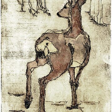 Vorschaubild zum Design Reh Radierung Aquarelliert von ghostwillow