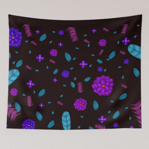 Item preview, Colorful flowers pattern illustration, nature green designed and sold by BeccaKenDesigns.