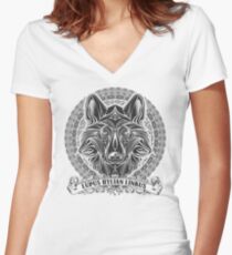Legend of Zelda Twilight Princess Wolf Link Line Artly Women's Fitted V-Neck T-Shirt