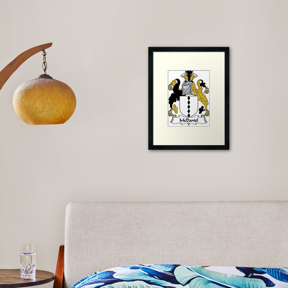"McDaniel Coat of Arms / McDaniel Family Crest" Framed Art Print for