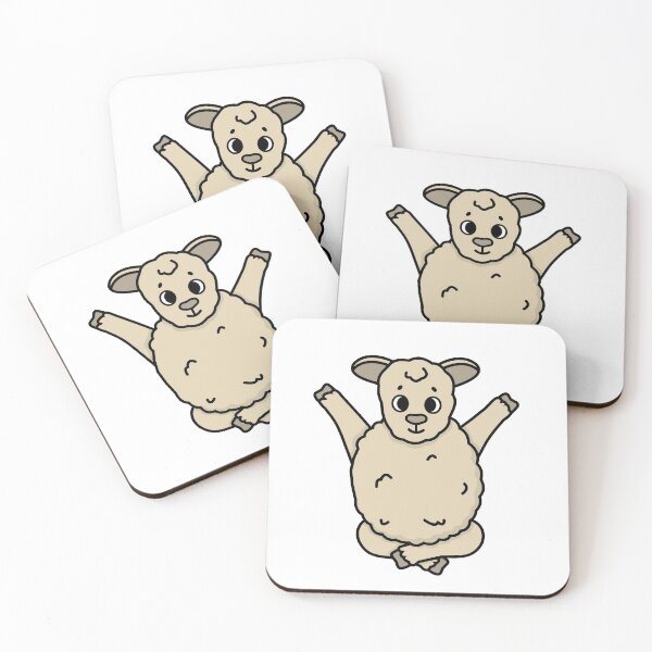 Item preview, Happy farm isolated sheep sits on the floor, front legs raised up designed and sold by essskina.