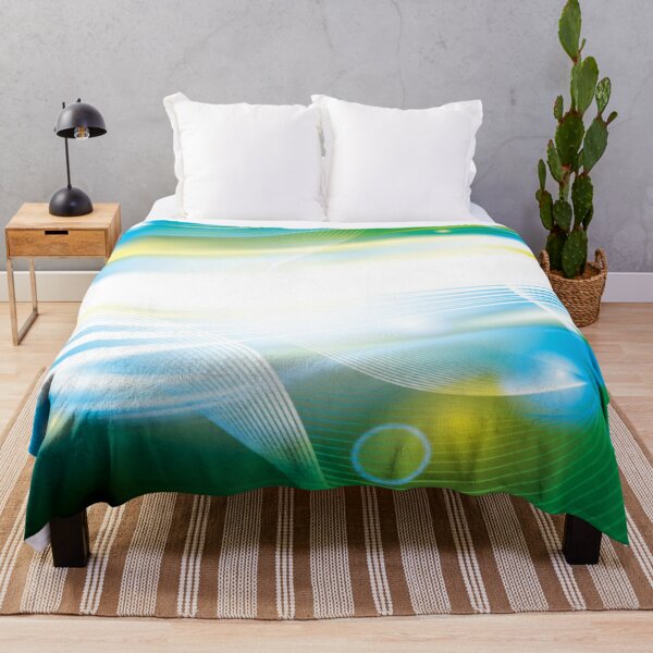 Item preview, Blue Green White Yellow Lines Swirls Abstract Modern Contemporary Design designed and sold by WearWolfDesigns.