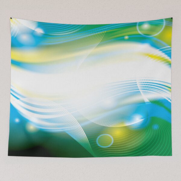 Item preview, Blue Green White Yellow Lines Swirls Abstract Modern Contemporary Design designed and sold by WearWolfDesigns.