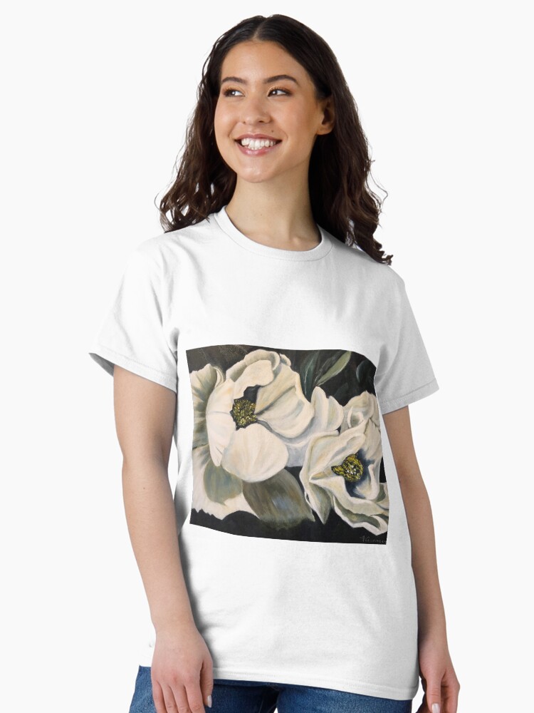 Thumbnail 1 of 7, Classic T-Shirt, White magnolia designed and sold by fionagurnsey.