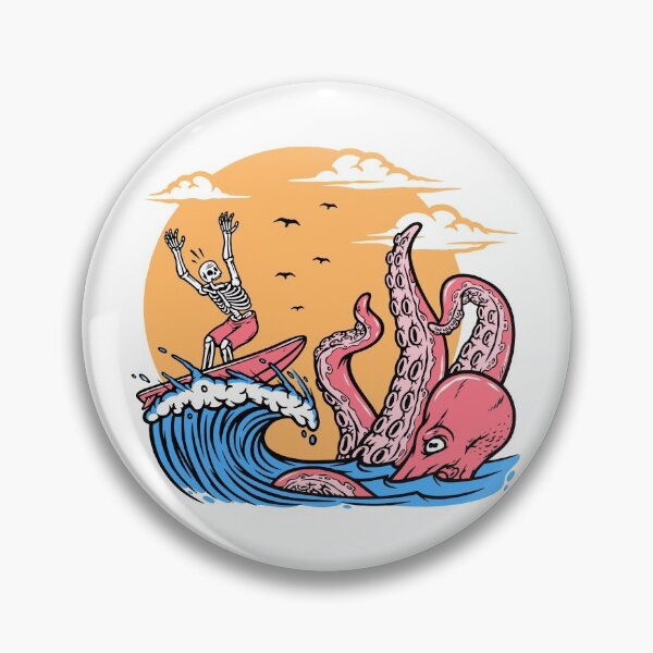 Item preview, Skeleton Surfer Chased By Octopus designed and sold by TotalityDesigns.