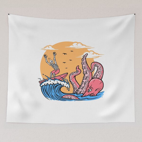 Item preview, Skeleton Surfer Chased By Octopus designed and sold by TotalityDesigns.