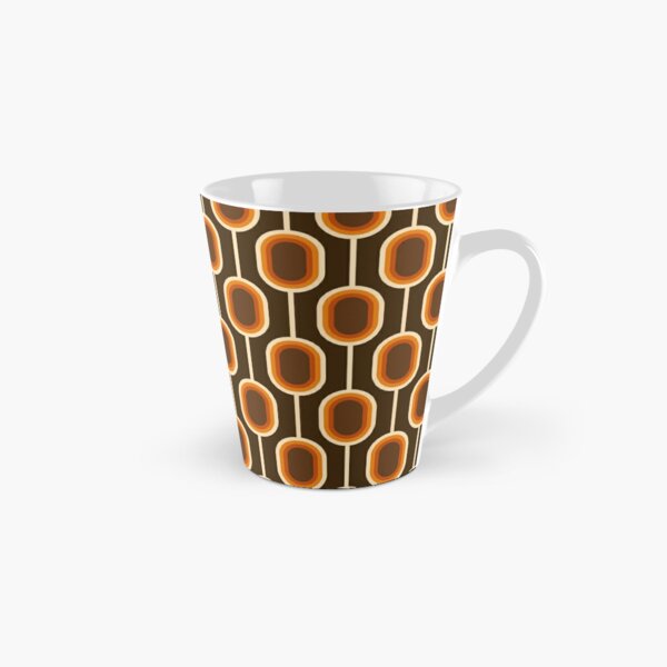 70s Pattern Orange and Brown Connected Nodes Tall Mug