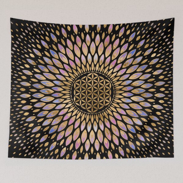 Item preview, Flower of Life mandala - Gentle Pastels and Gold designed and sold by k9printart.