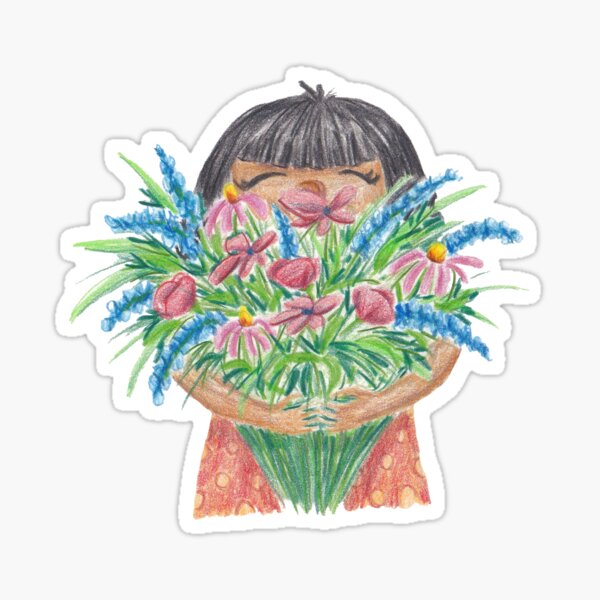 Genieße das Leben Blumen Mädchen Sticker