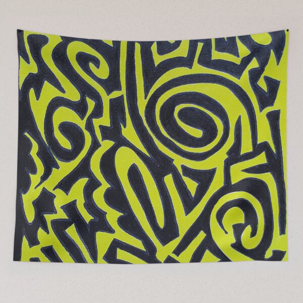 Item preview, Yellow And Black Scribble Abstract Painting designed and sold by Gordon Bryan.