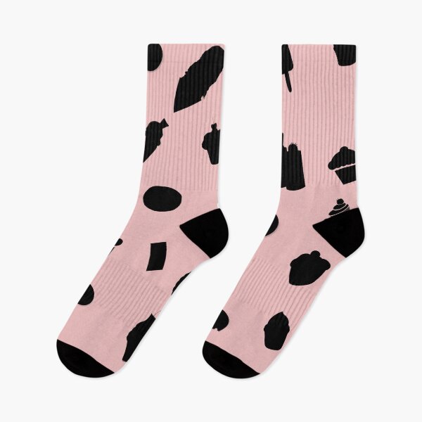 Item preview, Black Seamless pattern of delicious sweets like ice cream, donuts, cup cakes, Popsicle, slurpy on Baby Pink #f4c2c2 designed and sold by Artsy Boulevard.