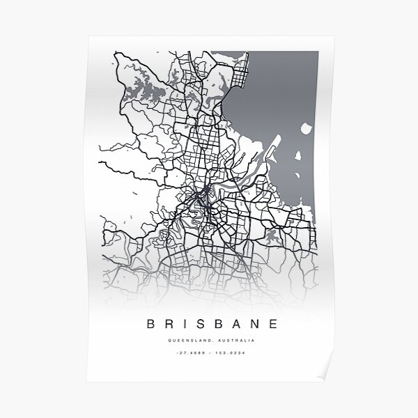 "Brisbane, Australia Map Poster" Poster for Sale by TheZenSprout