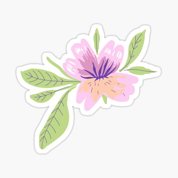 Baby pink artsy flower sticker Sticker