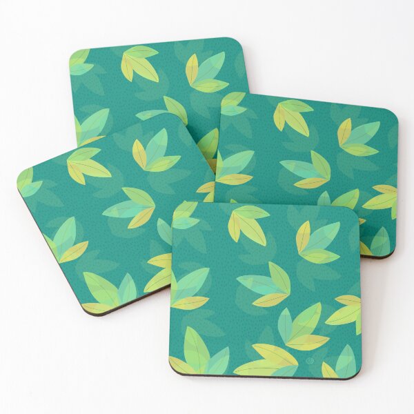 Item preview, TriColour Leaves on Teal (pattern) designed and sold by PaisleyMcNoodle.
