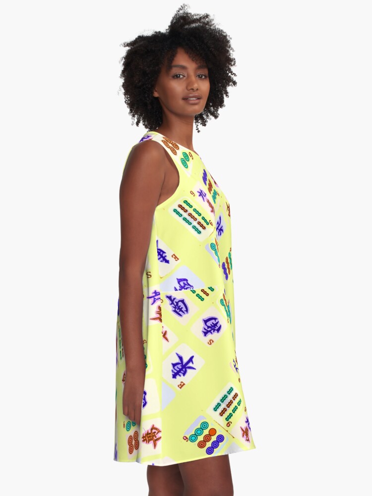 Alternate view of Mahjong Yellow Pattern A-Line Dress