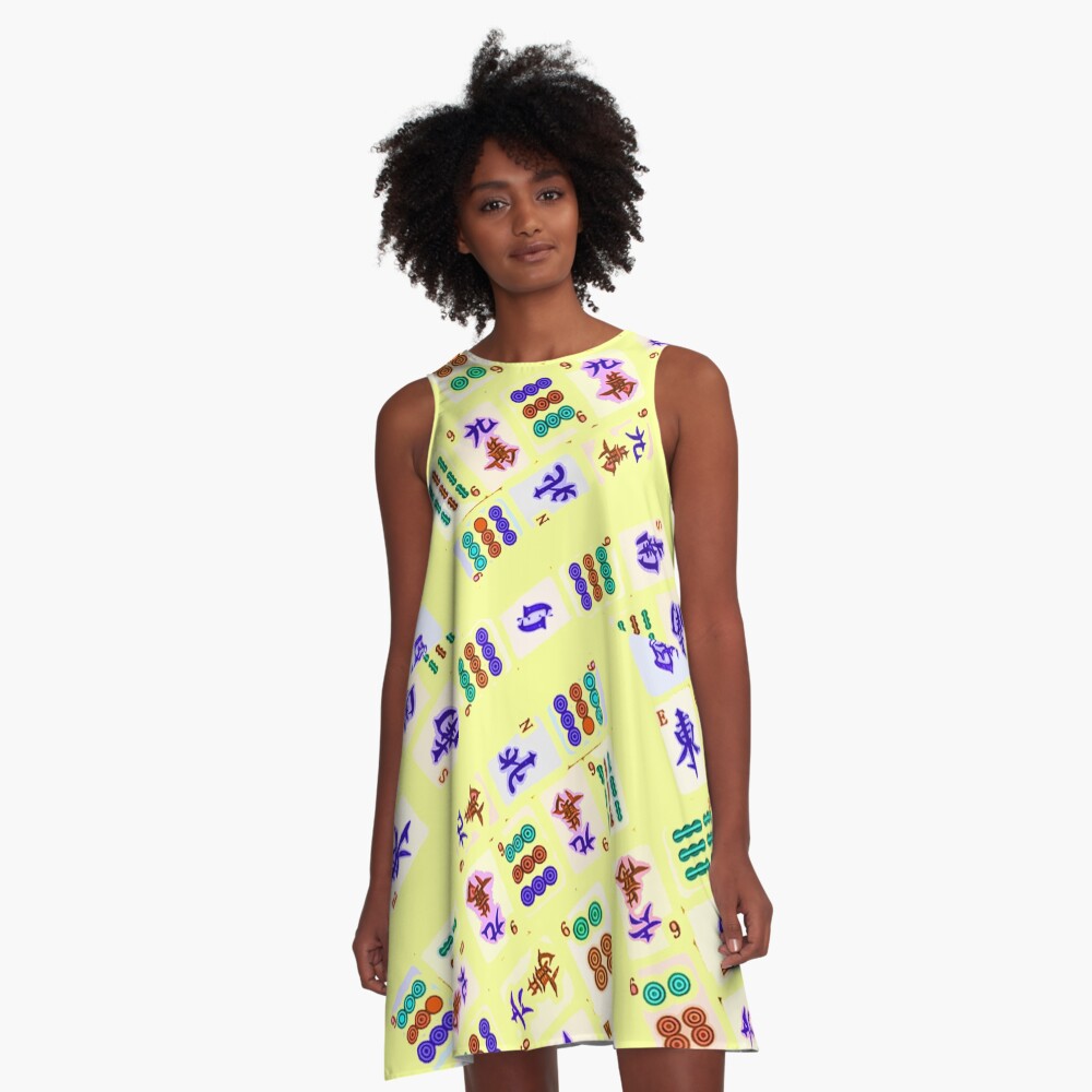 Mahjong Yellow Pattern A-Line Dress