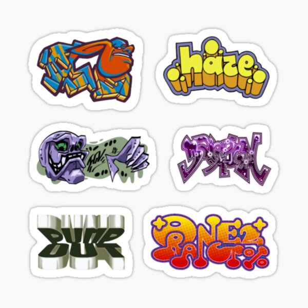 Vista previa del artículo con la obra «Paquete de etiquetas de graffiti Jet Set Radio Future (JSRF)», diseñado y vendido por everything4eva.