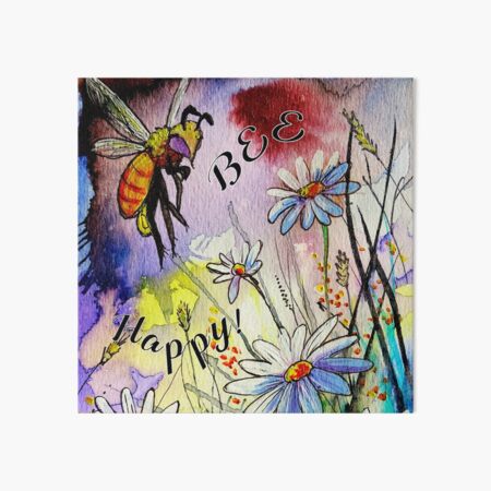 Aperçu de l'œuvre Bee Happy - abeille et marguerites créée et vendue par AndrewAlanArt.