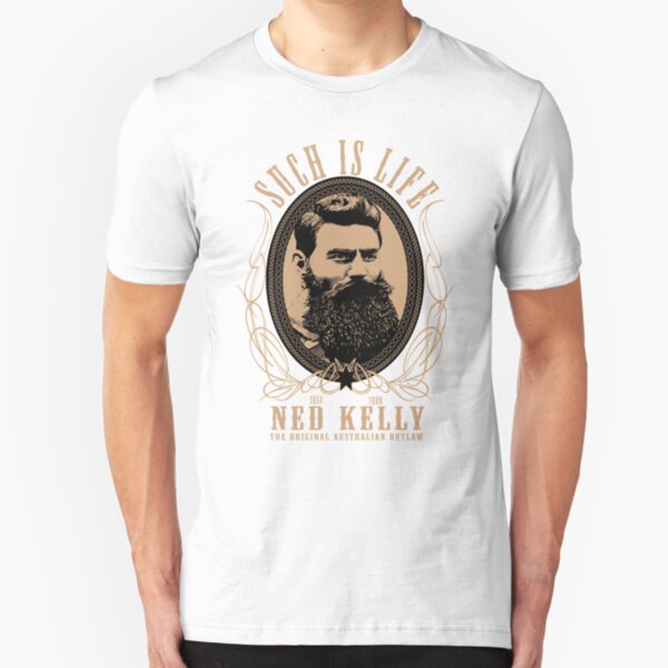 Ned Kelly - Original Outlaw Design in cream Slim Fit T-Shirt