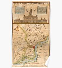 Vintage Map of Philadelphia Pennsylvania (1750) Poster