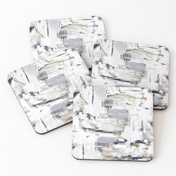 Item preview, White Blue Gold Brush Painting designed and sold by InovArtS.
