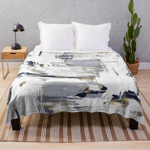 Item preview, White Blue Gold Brush Painting designed and sold by InovArtS.