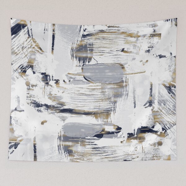 Item preview, White Blue Gold Brush Painting designed and sold by InovArtS.