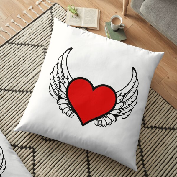 Angelic Grace Holiday Golden Angel Silhouette Wings Religious Hearts Throw Pillow 16x16 Multicolor Gifts24Seven 