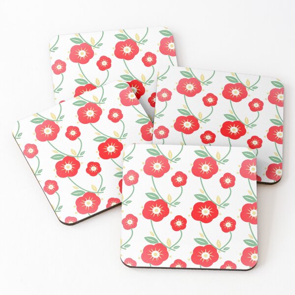 Item preview, Classic red florals designed and sold by peggieprints.