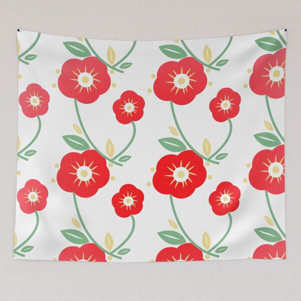 Item preview, Classic red florals designed and sold by peggieprints.