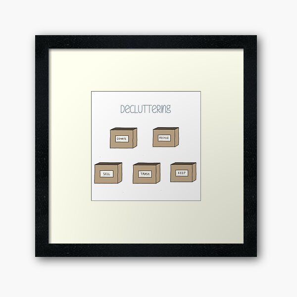 Hand Drawn Decluttering Minimalism Stickers Framed Art Print