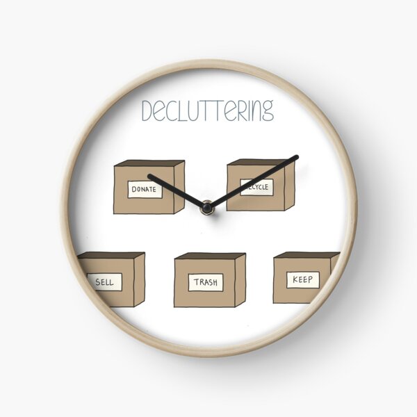 Hand Drawn Decluttering Minimalism Stickers Clock