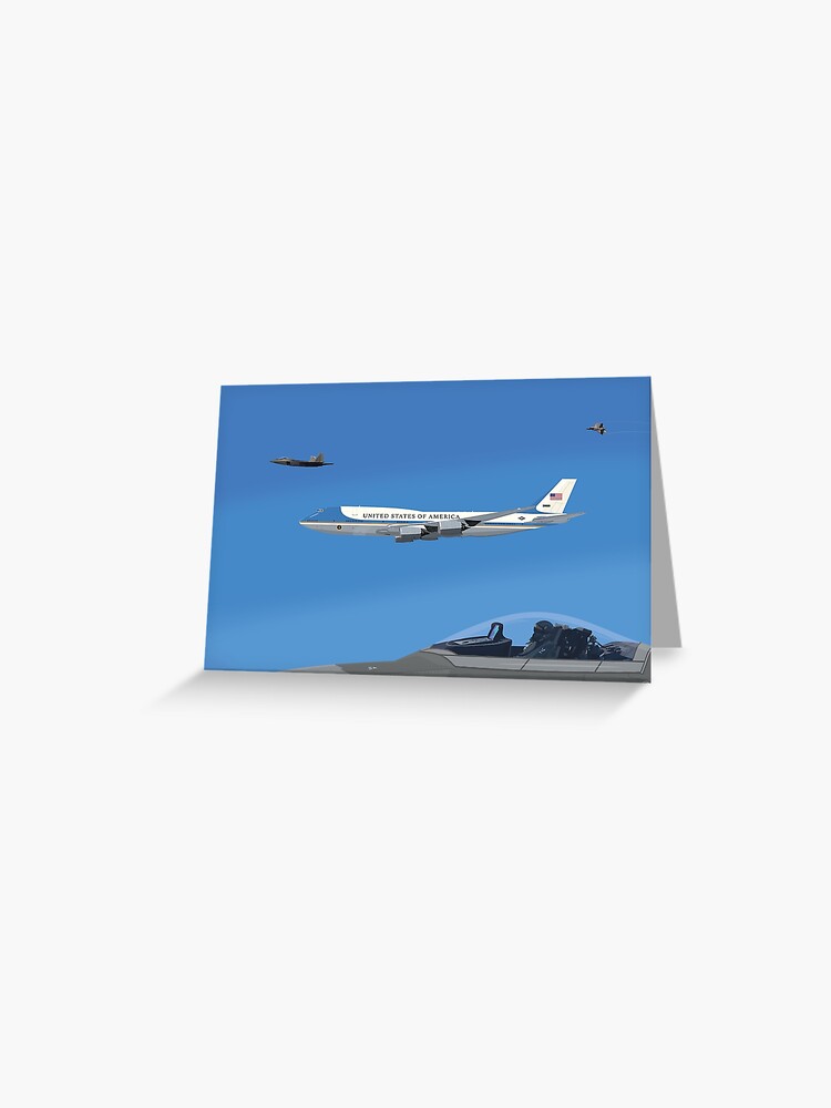 Air Force One with F-22 Raptors Greeting Card