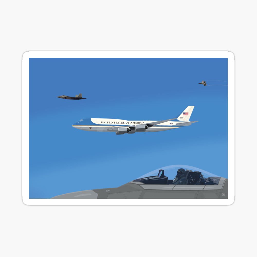 Air Force One with F-22 Raptors Art Print