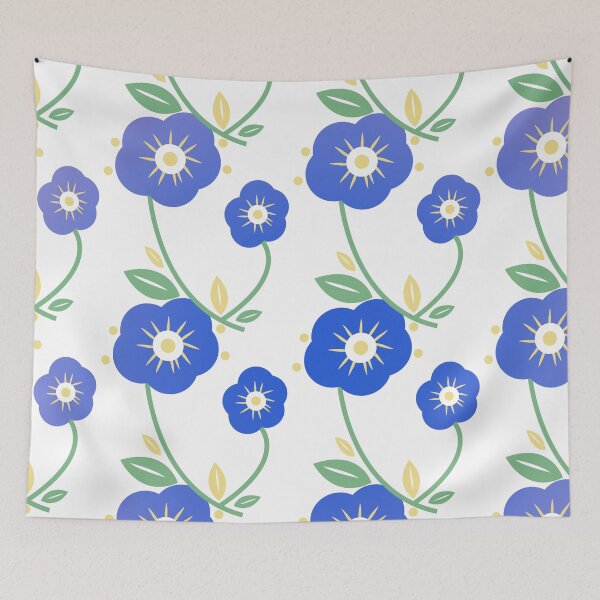 Item preview, Cobalt blue florals designed and sold by peggieprints.