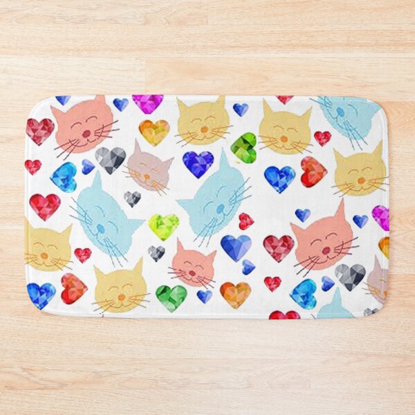 Item preview, ADORABLE, CUTE KITTY CAT FACES AND BRIGHT COLORFUL HEARTS, Design for a cat lover designed and sold by Adri Barnard.