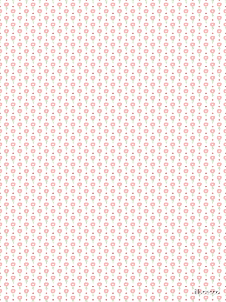 Tender seamless pattern with pink flowers on white background. Ditsy floral  illustration. Print for fabric, wrapping paper, wallpaper, bedding in  vector. Stock Vector