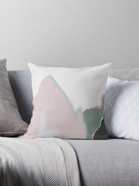 Abstract Art Paint Brush Strokes in Blush Pink Sage Green Pillow for Sale by kasamor Redbubble