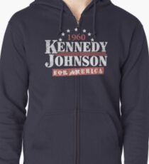 Sudadera con capucha y cremallera Campaña presidencial de la vendimia Kennedy Johnson 1960