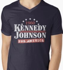 Vintage Kennedy Johnson 1960 Presidential Campaign Men's V-Neck T-Shirt