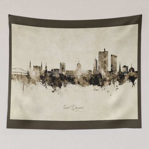 Item preview, Fort Wayne Indiana Skyline designed and sold by ArtPrints.
