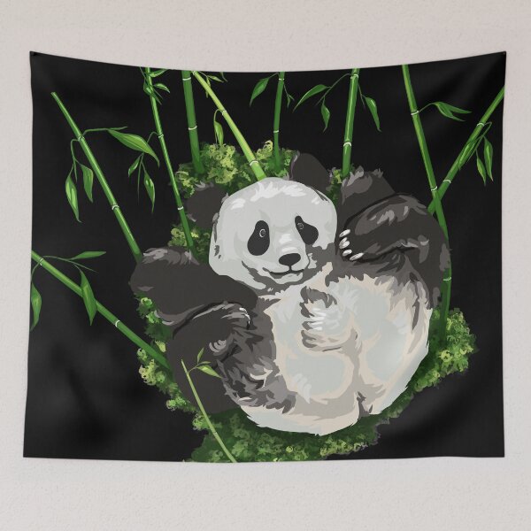 Item preview, Panda's butt with bamboo, large print black edition designed and sold by bye-then.