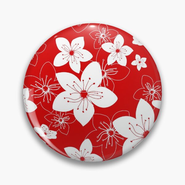 Item preview, Red and white floral pattern designed and sold by BLMcreations.