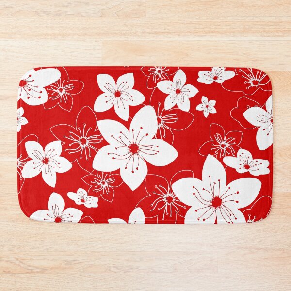 Item preview, Red and white floral pattern designed and sold by BLMcreations.