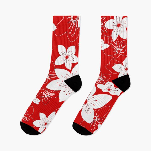 Item preview, Red and white floral pattern designed and sold by BLMcreations.