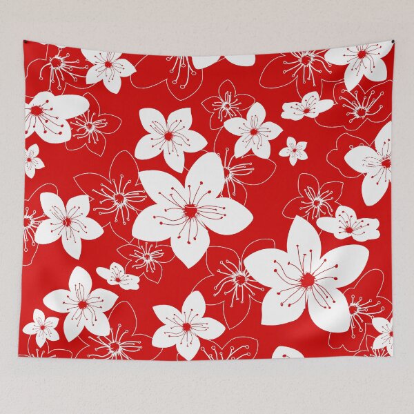 Item preview, Red and white floral pattern designed and sold by BLMcreations.